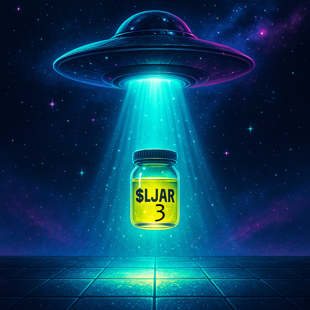 UFO abduction beam over a glowing scene